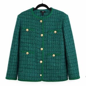Green/Blue Tweed Blazer with Gold Buttons.